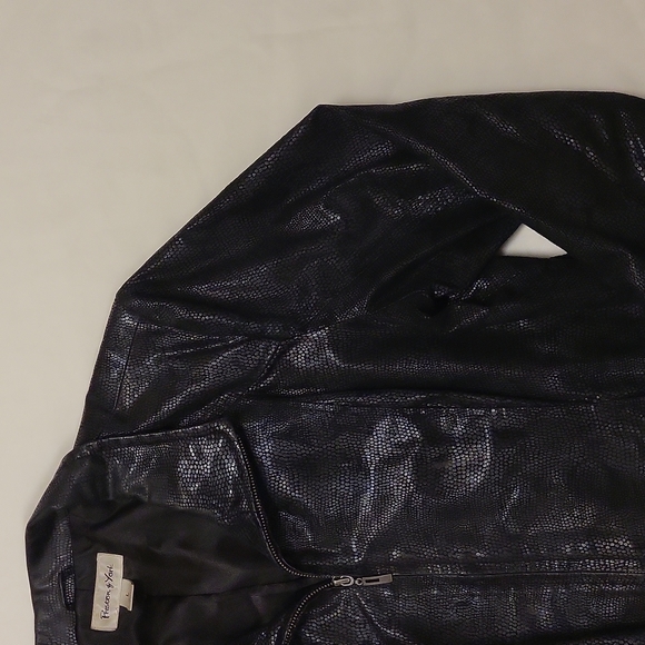 Preston & York Snakeskin Leather Jacket Zip Up Black Women's Large L - Picture 6 of 15